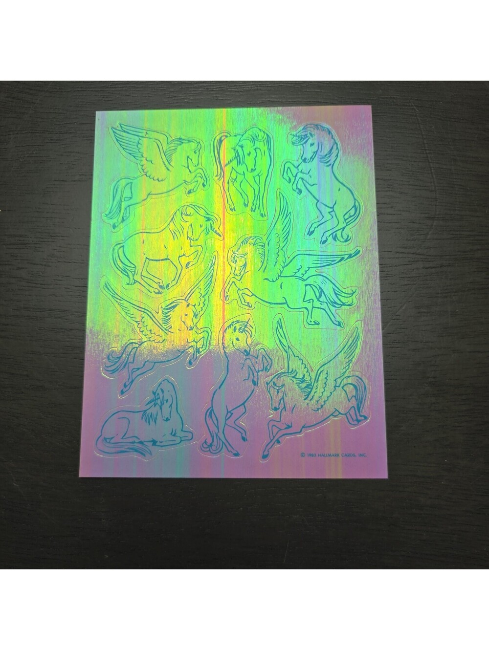 Hallmark 1983 Vintage Unicorn Sticker Sheet Stickers Shiny Glittery iridescent